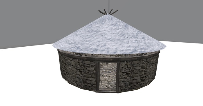 *OL* Celtic Hut Snow Boxed