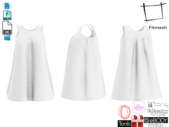 Dae Obj FBX Women's Tent Dress for Maitreya, Slink Hourglass, Belleza Freya, Isis, Venus, Ocacin