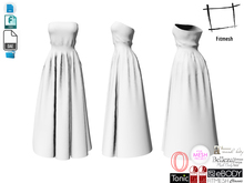 Dae Obj FBX Women's Strapless Gown Dress for Maitreya, Slink, Belleza, Ocacin, Tonic