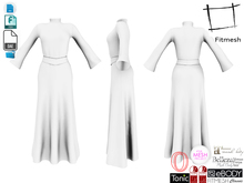 Dae Obj FBX High Neck Long Skirt Dress With Belt for Maitreya, Slink, Belleza, Ocacin, Tonic