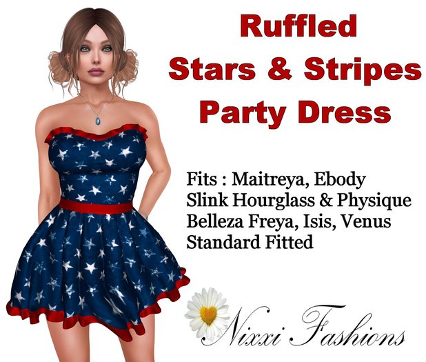 Nixxi Fashions - Ruffled Stars & Stripes Party Dress