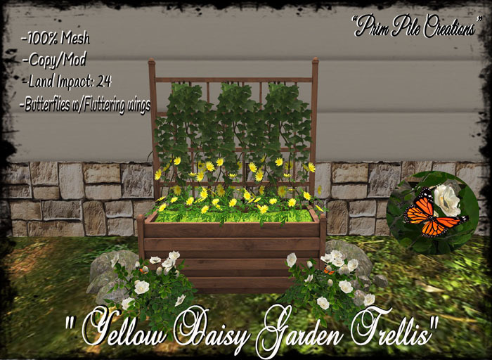 ~PPC~ Yellow Daisy Garden Trellis BOXED