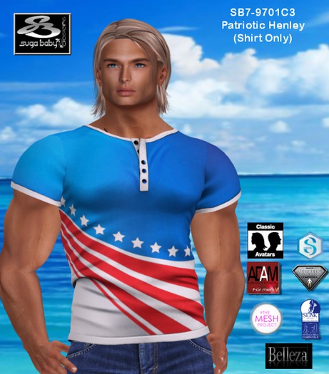 SB9-9701C3 PATRIOTIC HENLEY SHIRT
