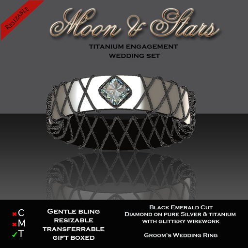Exquisite Moon & Stars Man's Wedding Ring