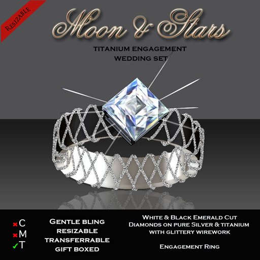 Exquisite Moon & Stars Engagement Ring