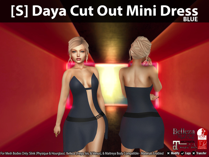 [S] Daya Cut Out Mini Dress Blue