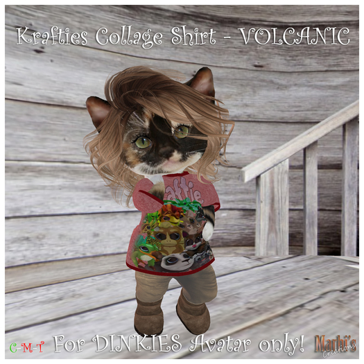 *MC*  DINKIES SHIRT - Krafties Collage VOLCANIC (boxed)
