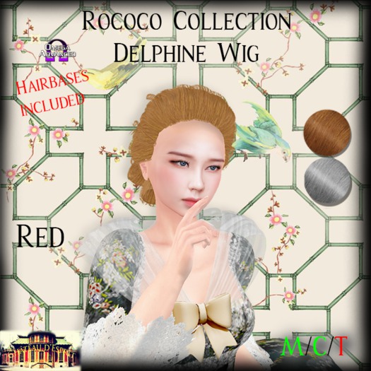 ~CdE~ Rococo Delphine RED Wig (attach to unpack)