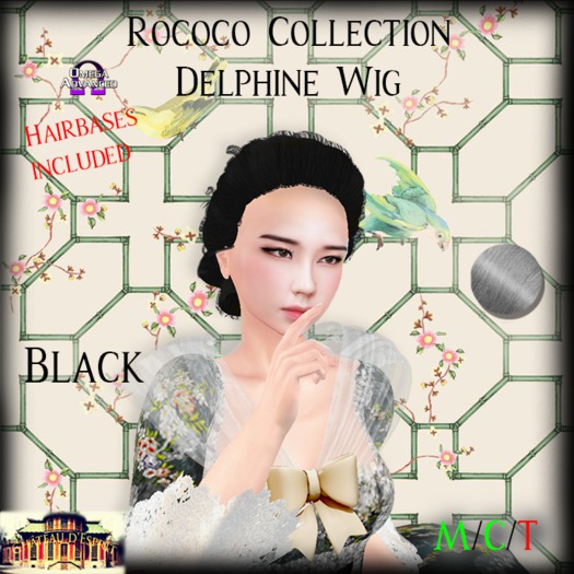 ~CdE~ Rococo Delphine BLACK Wig (attach to unpack)