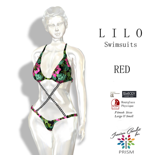 Prism LILO Swimsuit by Jezzixa RED Maitreya, eBODY, Slink, Fitmesh