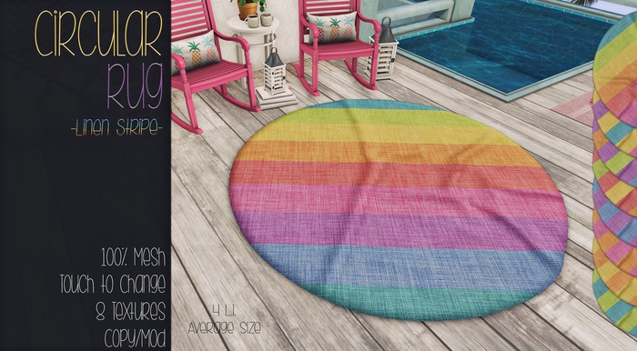 [QE Home] Circular Rug -Summer Linen- Stripes 