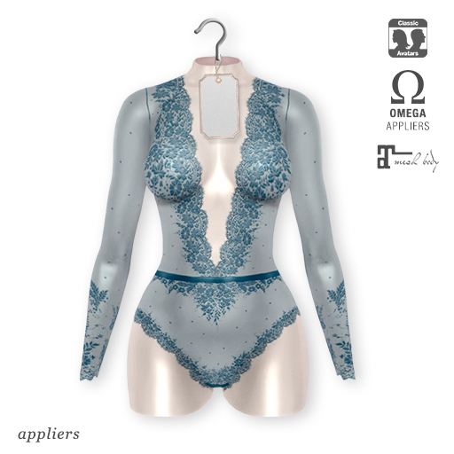 "Eva" lace BOM bodysuit 02 blue | Appliers: Omega/Maitreya + Classic avatar layers