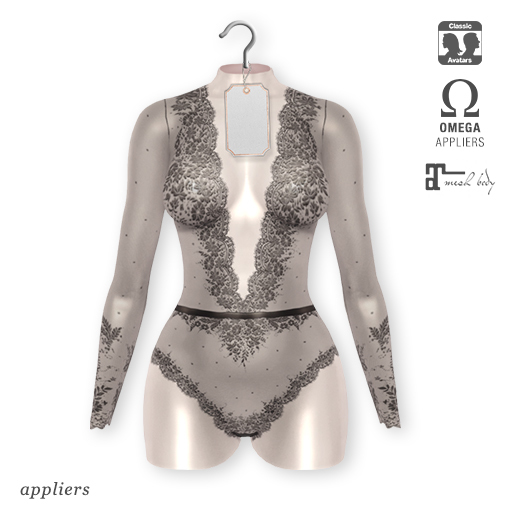 "Eva" lace BOM bodysuit 04 black | Appliers: Omega/Maitreya + Classic avatar layers