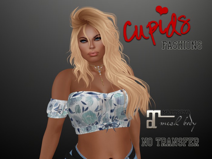 *CF* Off Shoulder Halter MAITREYA Blue Floral