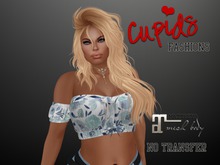 *CF* Off Shoulder Halter MAITREYA Blue Floral