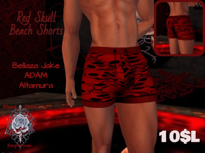Red Skull Beach Shorts