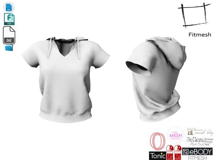 Dae Obj FBX Ladies Hoody Top for Maitreya, Slink, Belleza, Ocacin, Ebody, Tonic