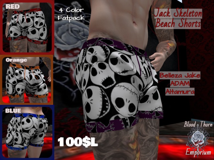 Jack Skeleton Beach Shorts Fat Pack
