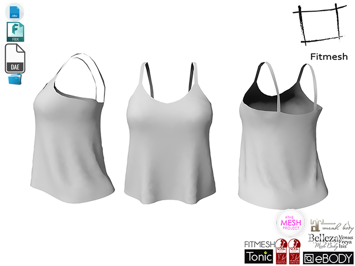 Dae Obj FBX Paradise Tank top for Maitreya, Slink, Belleza, Ebody, Tonic, TMP