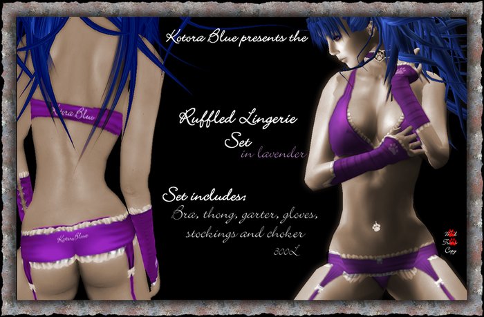 Kotora Lavender Ruffle Lingerie Set