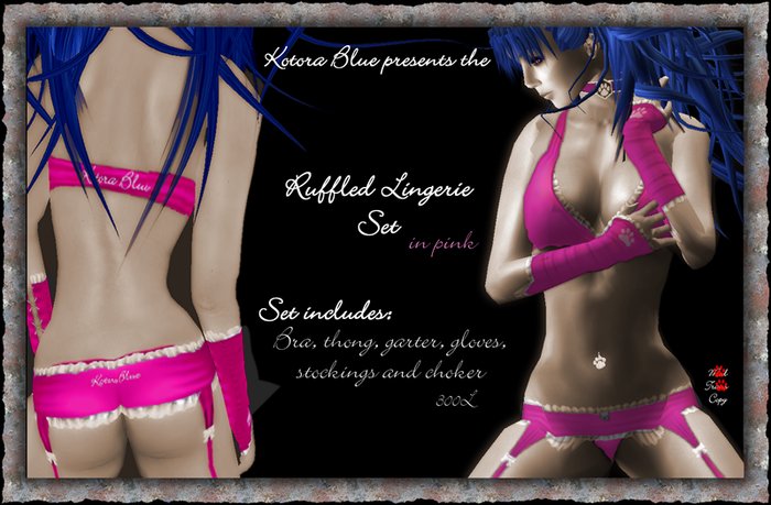 Kotora Pink Ruffle Lingerie Set