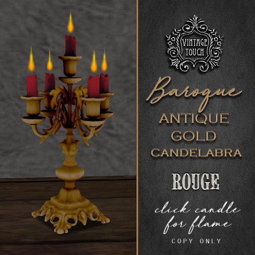 Vintage Touch Baroque Candelabra (Rouge) 