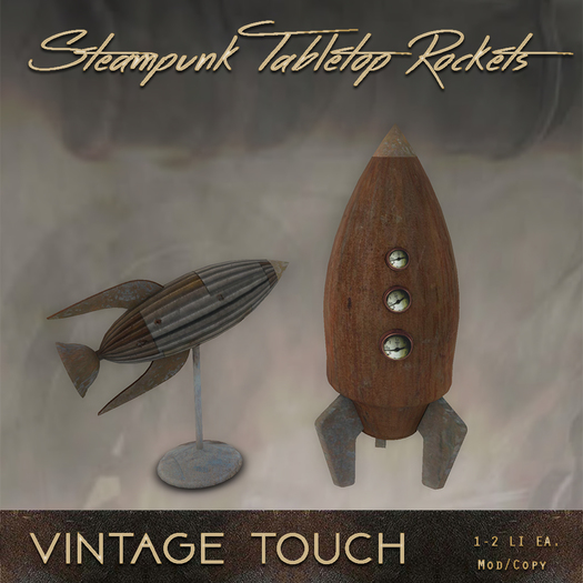 Vintage Touch Steampunk Tabletop Rockets Set