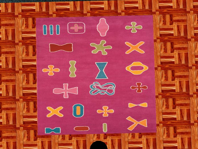 pink with shapes rug