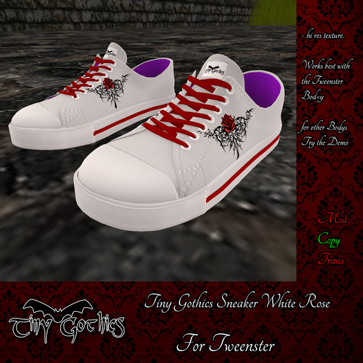 Tiny Gothics Tweenster Sneakers  White Rose