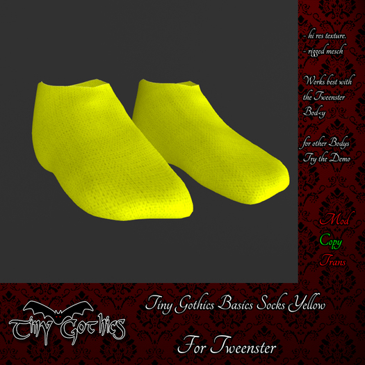 Tiny Gothics Tweenster Basic Socks Yellow