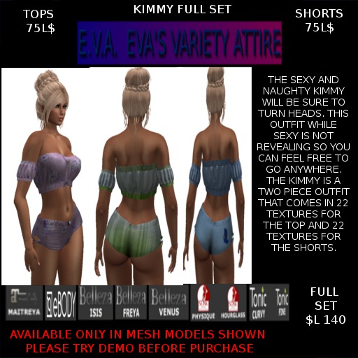 KIMMY COMPLETE SET BY E.V.A.'S
