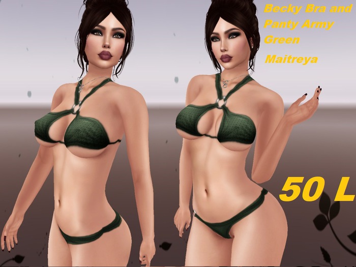 Second Life Marketplace - Becky Bra and Panty Army Green Second Life Marketplace - Becky Bra and Panty Army Green