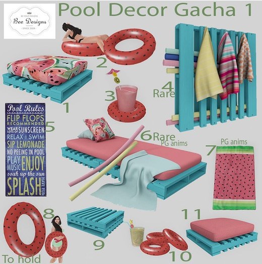 Bee designs Pool Decor Gacha 1 - 7