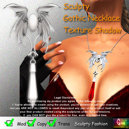 -=((Guu))=- Sculpty Gothic Necklace [BOXED]/ SCULPT MAP & Texture / Guu Auto Builder 