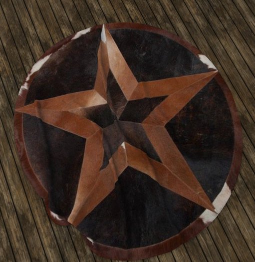 Round Western Star Fur Rug