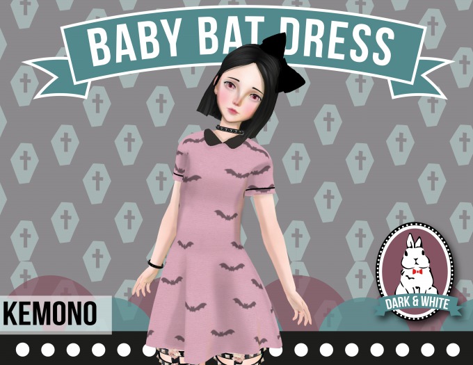 Second Life Marketplace D&W// Baby bat DRESS//KEMONO //PINK