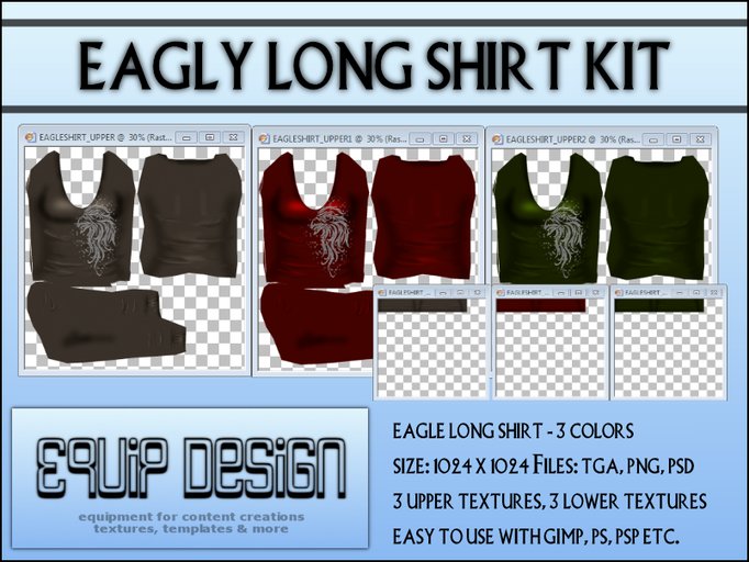 EAGLE LONG SHIRT KIT (tga, png, psd) *NEW*