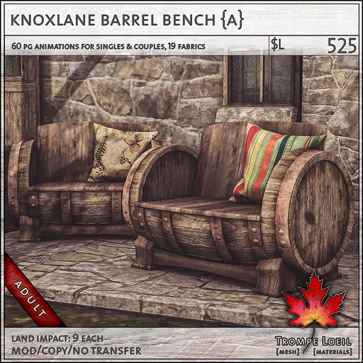 Trompe Loeil - Knoxlane Barrel Bench {A} [mesh]