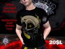 Yellow Gas Skull Mesh Shirt