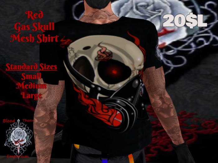 Red Gas Skull Mesh Shirt