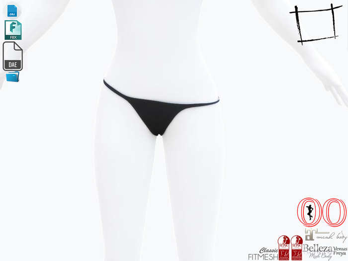 Dae Obj FBX Bikini Bottom One Side Down Maitreya, Ocacin, Slink, Belleza, Voluptuous