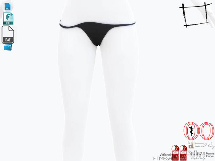 Dae Obj FBX Bikini Bottom Both Side Down Maitreya, Ocacin, Slink, Belleza, Voluptuous