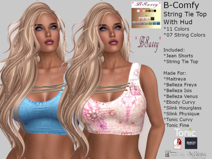 *BSASSY* B-COMFY STRING TIE TOP WITH HUD