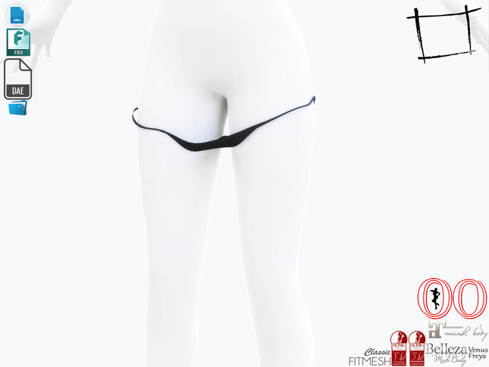 Dae Obj FBX Bikini Bottom Off Mid Thigh Maitreya, Ocacin, Slink, Belleza, Voluptuous