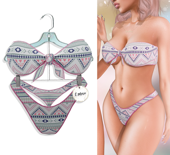 e.marie // Bandeau Bikini - Print Pink