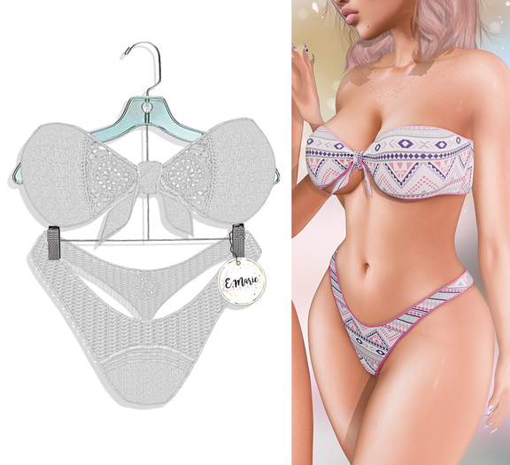 e.marie // Bandeau Bikini - White (wear to unpack)
