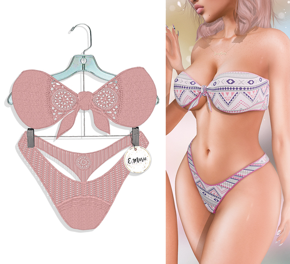 e.marie // Bandeau Bikini - Rose