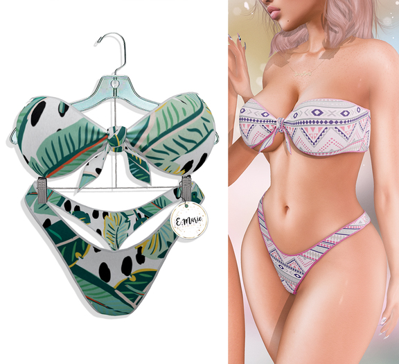 e.marie // Bandeau Bikini - Palms
