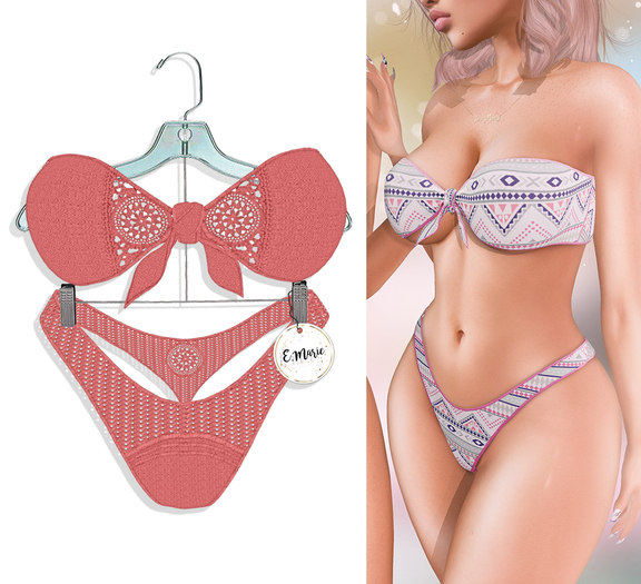 e.marie // Bandeau Bikini - Coral