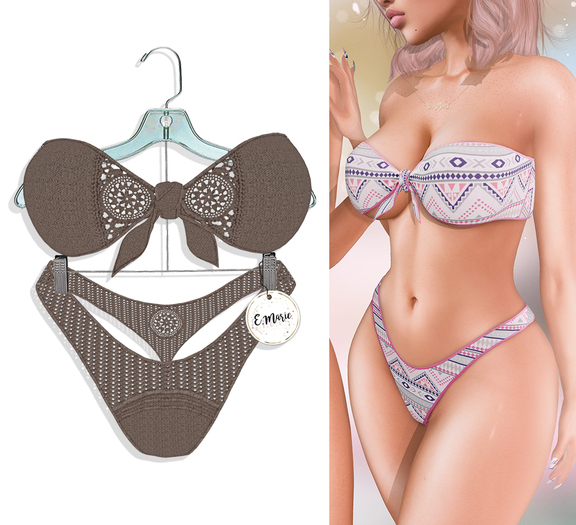 e.marie // Bandeau Bikini - Brown